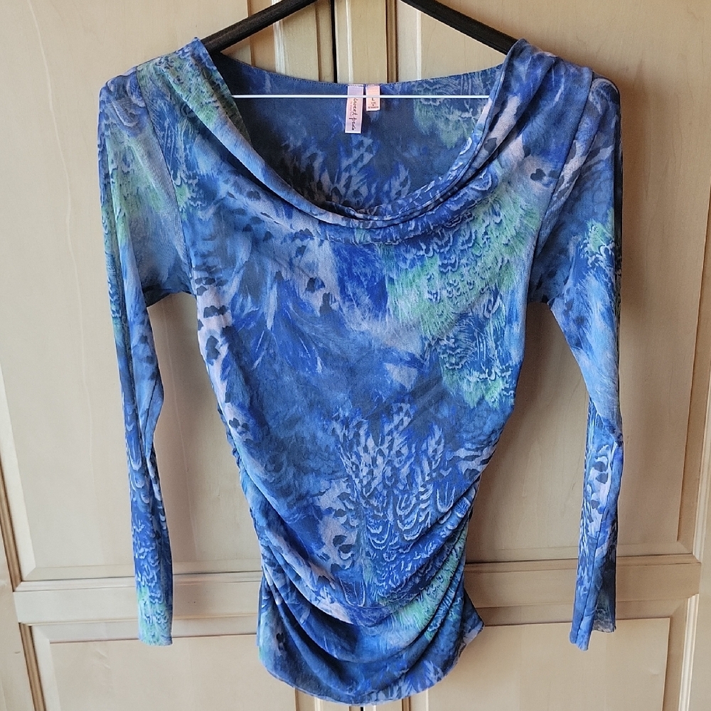 Sweet Pea by Stacy Frati Blue Ruched Blouse